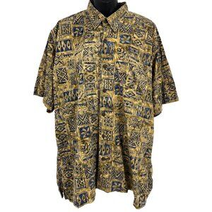 Pete Huntington XL Extra Large Brown Aloha Tribal Hawaiian Short Sleeve Shirt